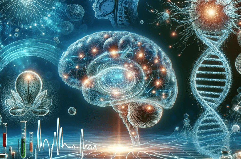 Brain in an abstrat drawing